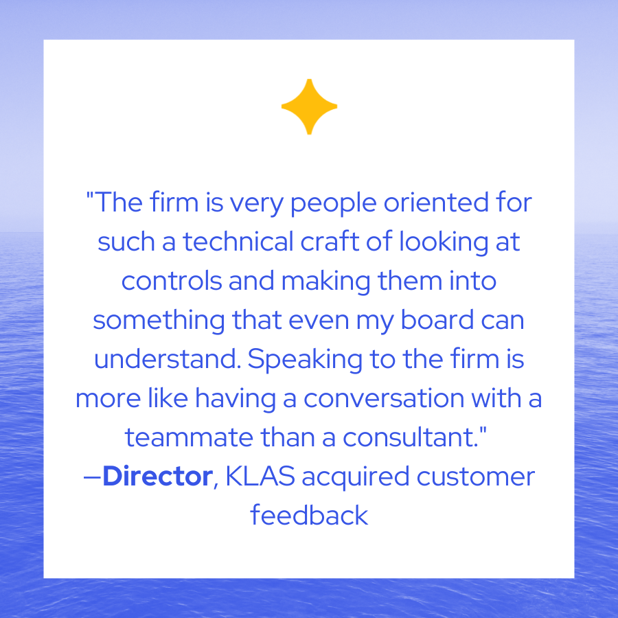 "Speaking to the firm is more like having a conversation with a teammate than a consultant." 
We couldn't ask for anything more. 
Let's mitigate healthcare cyber risk together.
Let's connect here: bit.ly/3qZ5dPm
