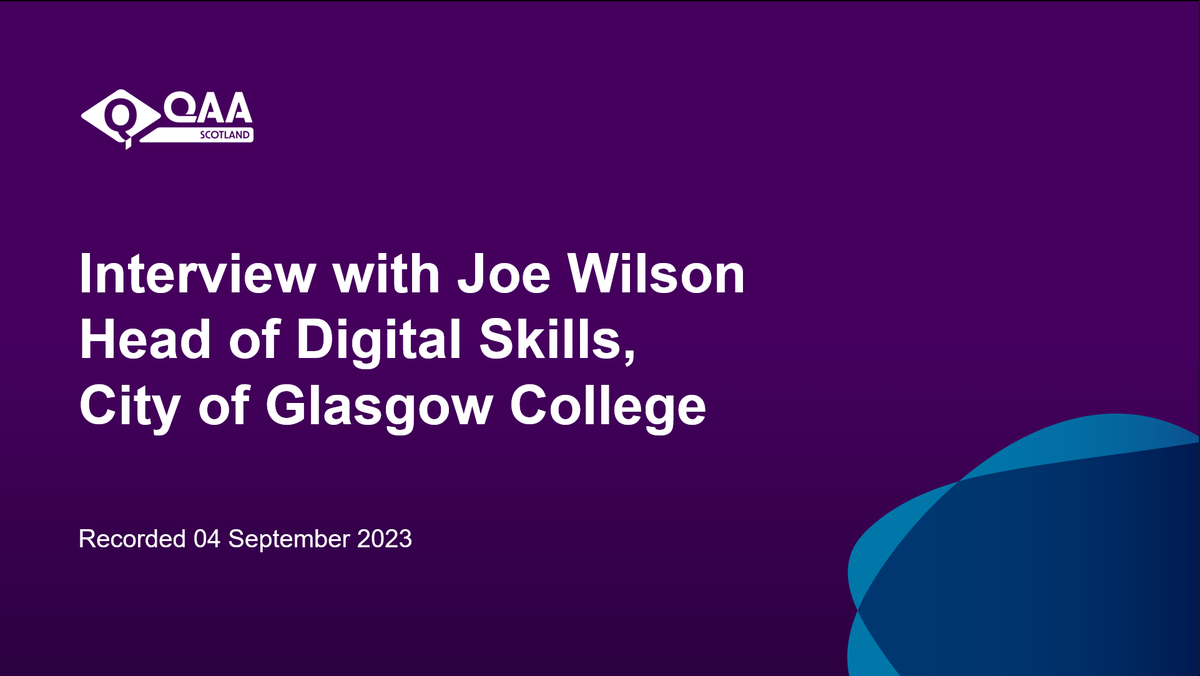QAAScotland's tweet photo. 🆕We have added a new interview to our Future of Learning &amp; Teaching pre-event playlist! We spoke with Joe Wilson (@joecar), Head of Digital at @CofGCollege. ⭐ Watch the interview &amp; register to attend here: https://t.co/iBWrtaPC5D 
🚨 REGISTRATION CLOSES 5PM TODAY! 🚨 https://t.co/zvTyjKqPDC