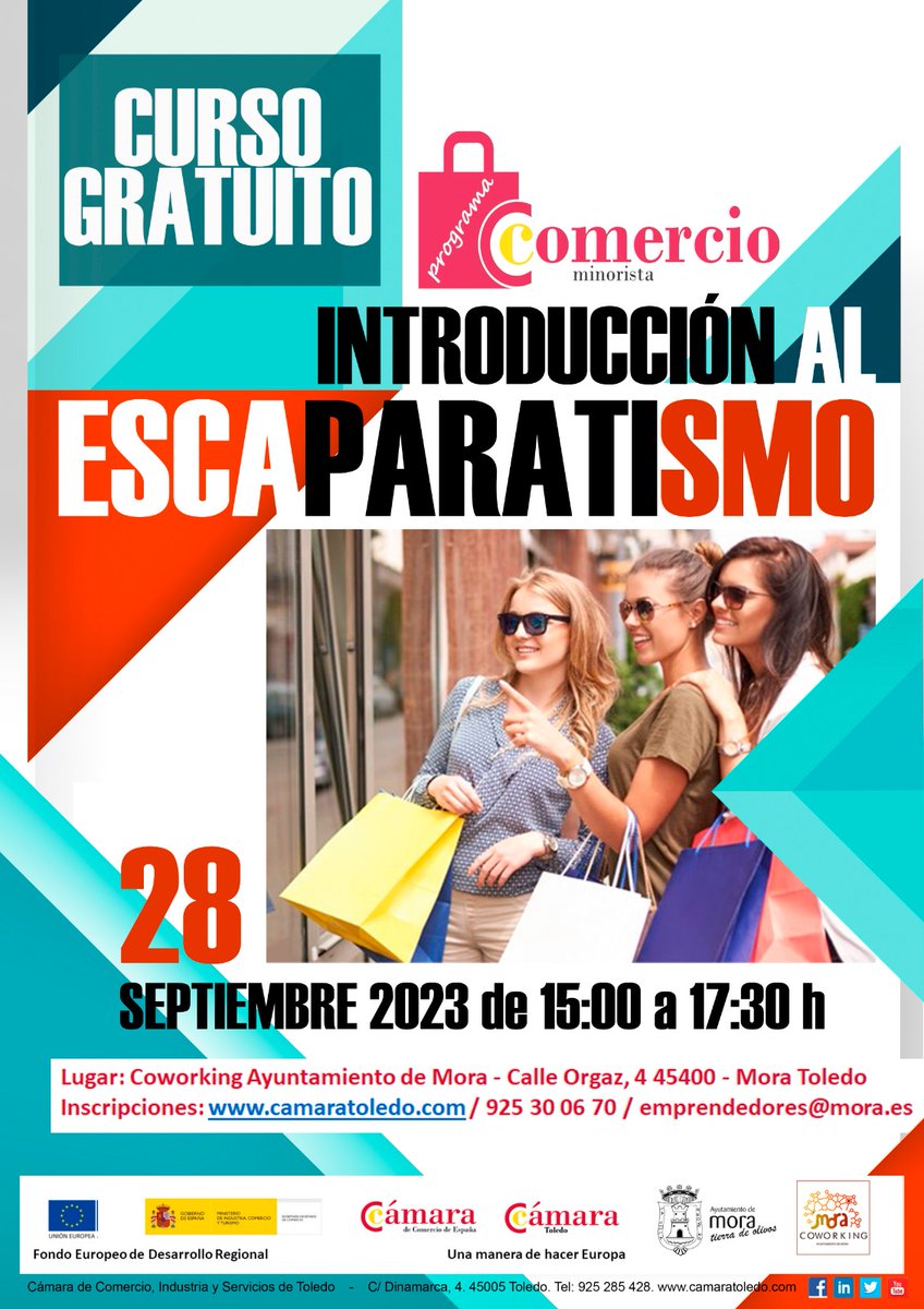 #CoworkingMora
Si tienes un #𝗰𝗼𝗺𝗲𝗿𝗰𝗶𝗼 con escaparate, participa en el #TallerdeEscaparatismo que organizamos junto a <a href="/CamaraToledo/">CamaraToledo</a> 

𝗝𝗨𝗘𝗩𝗘𝗦 𝟮𝟴 𝗱𝗲 𝗦𝗘𝗣𝗧𝗜𝗘𝗠𝗕𝗥𝗘 con 𝗵𝗼𝗿𝗮𝗿𝗶𝗼 𝗱𝗲 𝟭𝟱:𝟬𝟬𝗵 𝗮 𝟭𝟳:𝟯𝟬𝗵 
𝗠𝗔́𝗦 𝗜𝗡𝗙𝗢 𝟵𝟮𝟱𝟯𝟬𝟬𝟲𝟳𝟬

#Mora