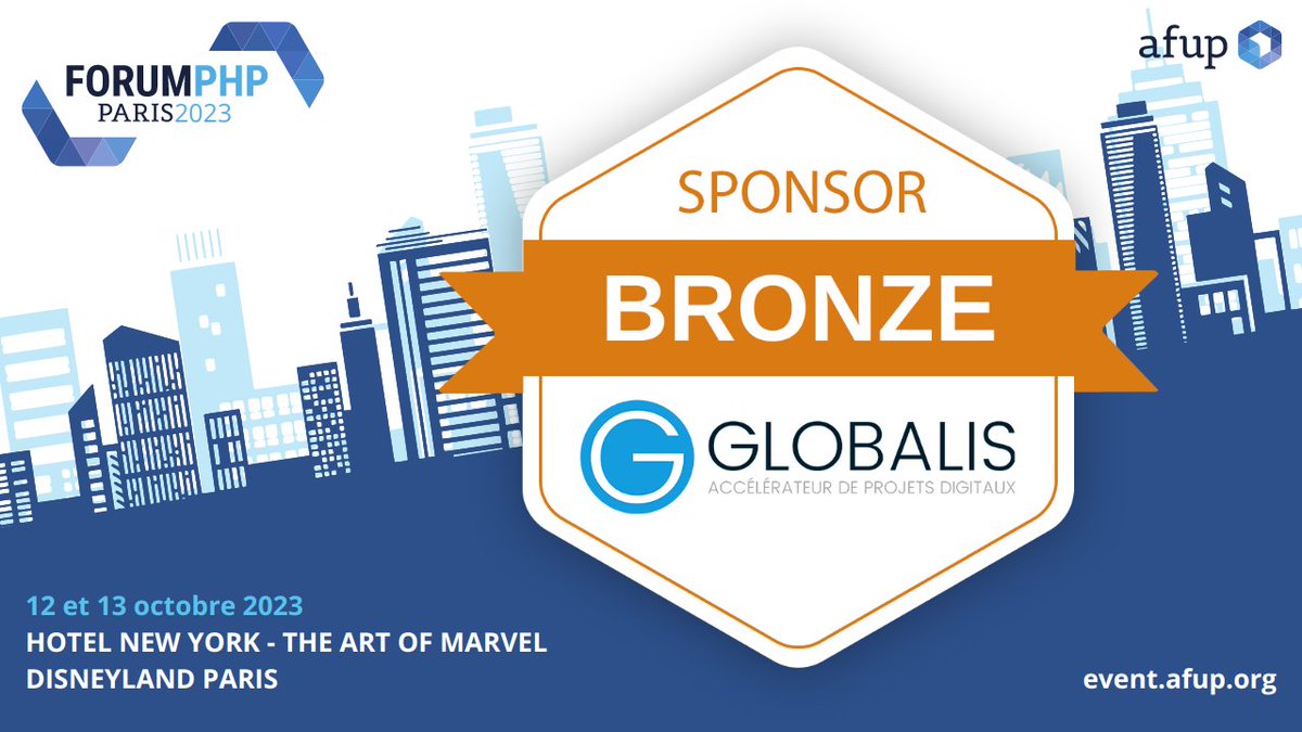 2/2 Alors, cette année encore, nous renouvelons notre engagement auprès de l' <a href="/afup/">AFUP</a>  et de la communauté des développeurs #PHP toute entière, comme sponsor Bronze du #ForumPHP globalis-ms.com/actualites/for…