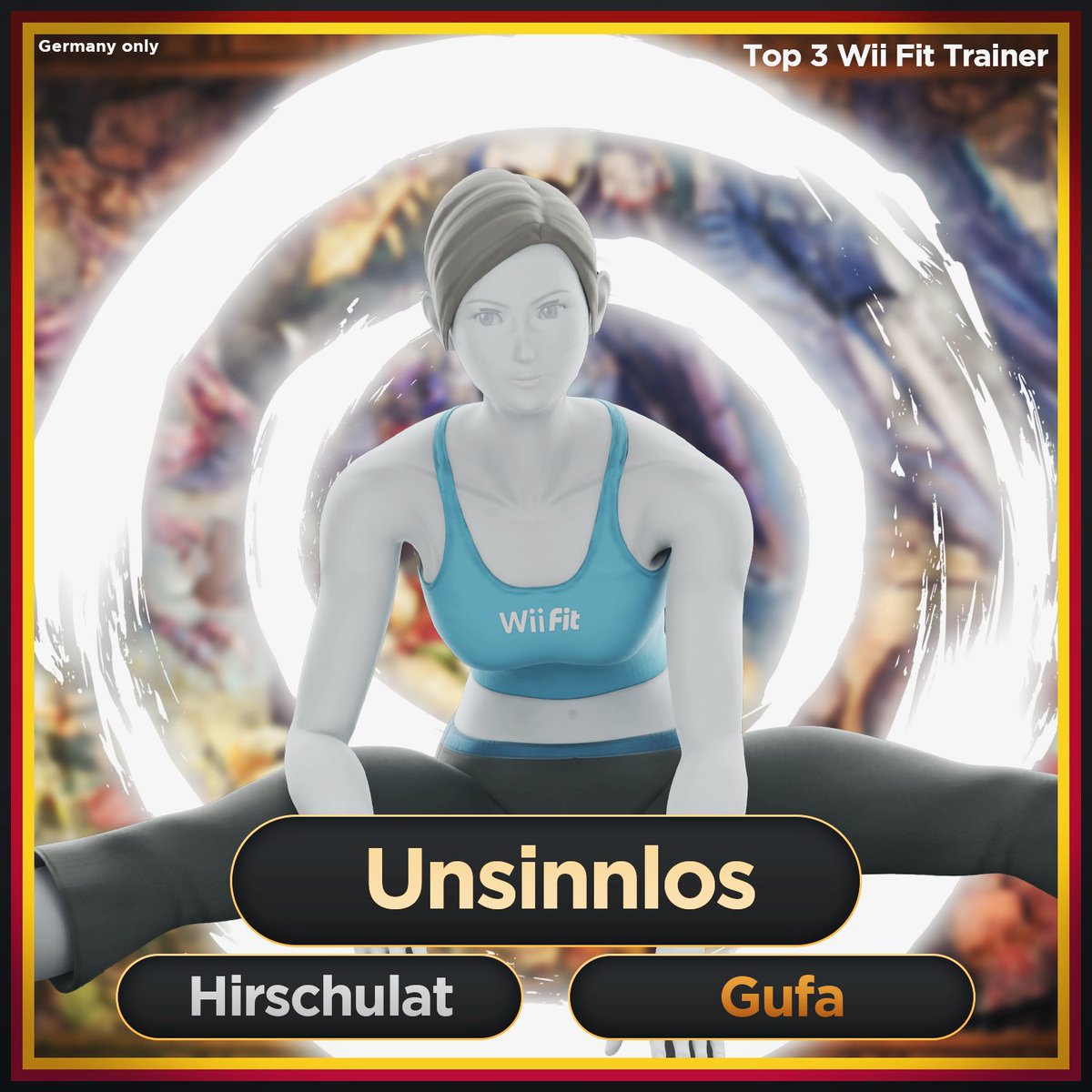 Marfi (@lauchmarfi) on Twitter photo Top 3 Wii Fit Trainer Deutschland
(Stand Juni 2023)
1. <a href="/unsinnlos_/">Sesto</a>
2. <a href="/HirschulatSSB/">Hirschulat - An Elma Person</a>
3. <a href="/seraGufa/">GECO | Gufa</a>
Quelle: docs.google.com/spreadsheets/d…
Liste erstellt von: <a href="/yungaegi/">aegi</a> <a href="/SsbYou/">2F | Youssef</a>
Grafik und Render von: @MykoNeroER <a href="/LauchMarfi/">Marfi</a> <a href="/fjednjunge/">o7 | Fjedn</a> Top 3 Wii Fit Trainer Deutschland
(Stand Juni 2023)
1. <a href="/unsinnlos_/">Sesto</a>
2. <a href="/HirschulatSSB/">Hirschulat - An Elma Person</a>
3. <a href="/seraGufa/">GECO | Gufa</a>
Quelle: docs.google.com/spreadsheets/d…
Liste erstellt von: <a href="/yungaegi/">aegi</a> <a href="/SsbYou/">2F | Youssef</a>
Grafik und Render von: @MykoNeroER <a href="/LauchMarfi/">Marfi</a> <a href="/fjednjunge/">o7 | Fjedn</a>