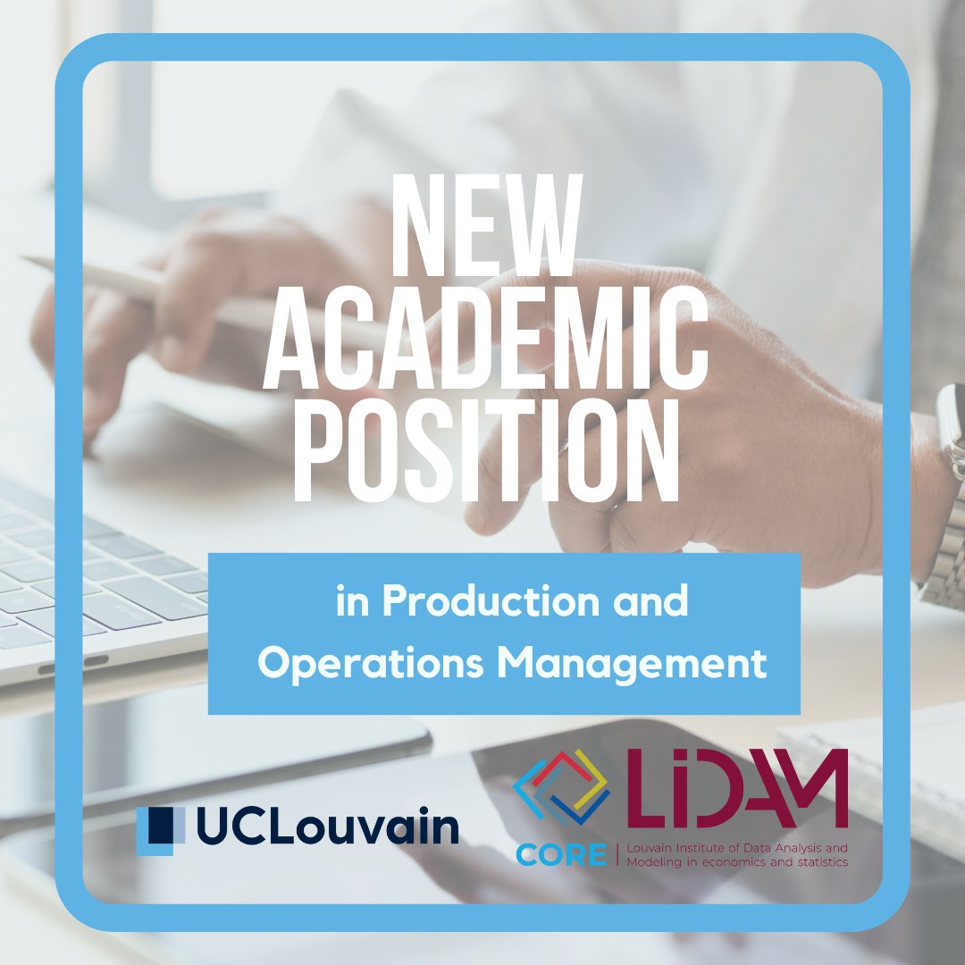 ❗JOB ALTERT : Academic position in Production and Operations Management❗ ✔️Profile : You have a PhD in Economics and Management Sciences, Operations Research or a comparable field. 👉Position starting in September 2024. #job #emploi #modeling #optimization @UCLouvain_be