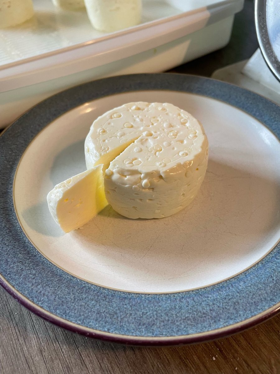 Moorlands2's tweet photo. Thank you for sharing pictures of your 'first' homemade cheese Stewart. 
" As soft cheeses go, I’m very happy with the texture and the taste, whilst a little tangy, it will go well with crackers". Stewart Rush added. https://t.co/6GyNQfXU5J