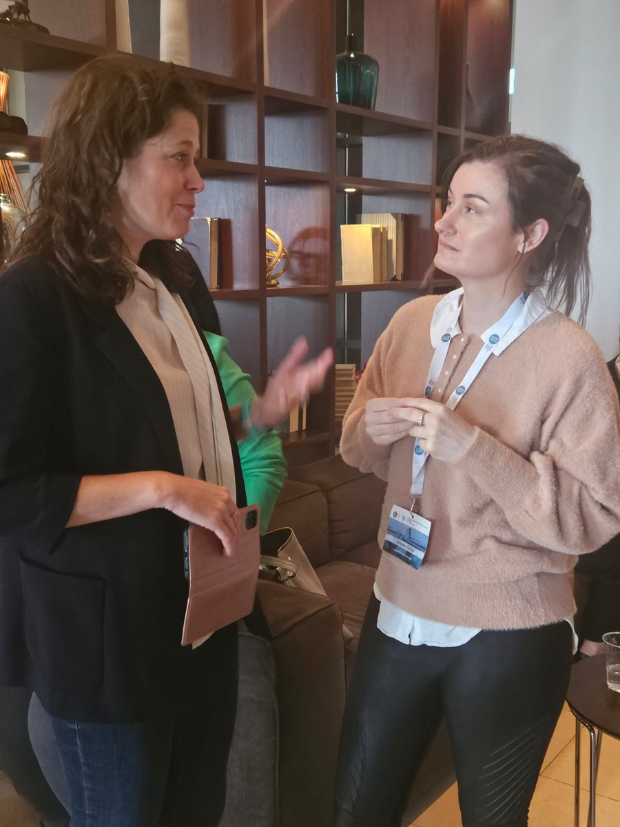 Claudine Donnellan,<a href="/TUS_ie/">Technological University of the Shannon</a> PhD student, who is presenting a poster on our virtual Community of Practice for DSGBA researchers &amp; practitioners at the #ECDV2023, is chatting to the national coordinator for childhood domestic project <a href="/Barnardos_IRL/">Barnardos Ireland</a> @AineCirl.