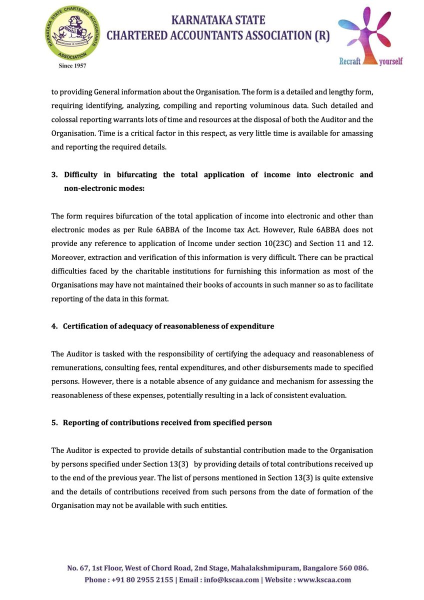 KSCAA_CA's tweet photo. (1/2) We have recently made a representation to the Central Board of Direct Taxes (CBDT) regarding issues faced by CAs around the delayed availability of Form 10B &amp; 10BB and the complications arising from the addition of new clauses https://t.co/24vjPkIN7P