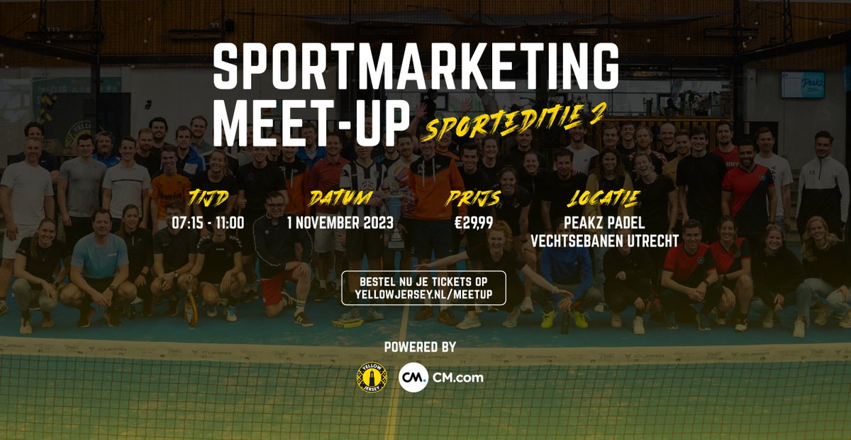 𝘿𝙚 𝙎𝙥𝙤𝙧𝙩𝙢𝙖𝙧𝙠𝙚𝙩𝙞𝙣𝙜 𝙈𝙚𝙚𝙩-𝙐𝙥 𝙎𝙥𝙤𝙧𝙩𝙚𝙙𝙞𝙩𝙞𝙚 𝟮 🏆

Ga jij de padelstrijd aan?
Scoor nu je tickets via bit.ly/SMU-sportediti…

⏰ 1 november 7:45 - 11:00
🎾 Padel mixtoernooi
📍 Peakz Padel Vechtsebanen, Utrecht
🎫 Ticketprijs €29,99