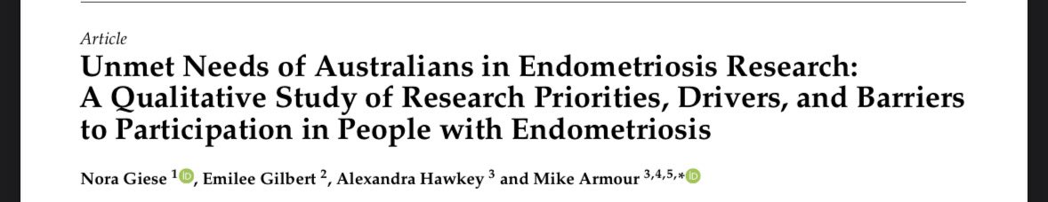 Our latest paper on research priorities and barriers in #endometriosis out now. 
Priorities: 
▶️ non-invasive diagnosis
▶️ non-hormonal treatments 
▶️ causes and prevention 
Barriers:
◀️ time commitments 
◀️ travel 
◀️ fertility concerns 

mdpi.com/1648-9144/59/9…