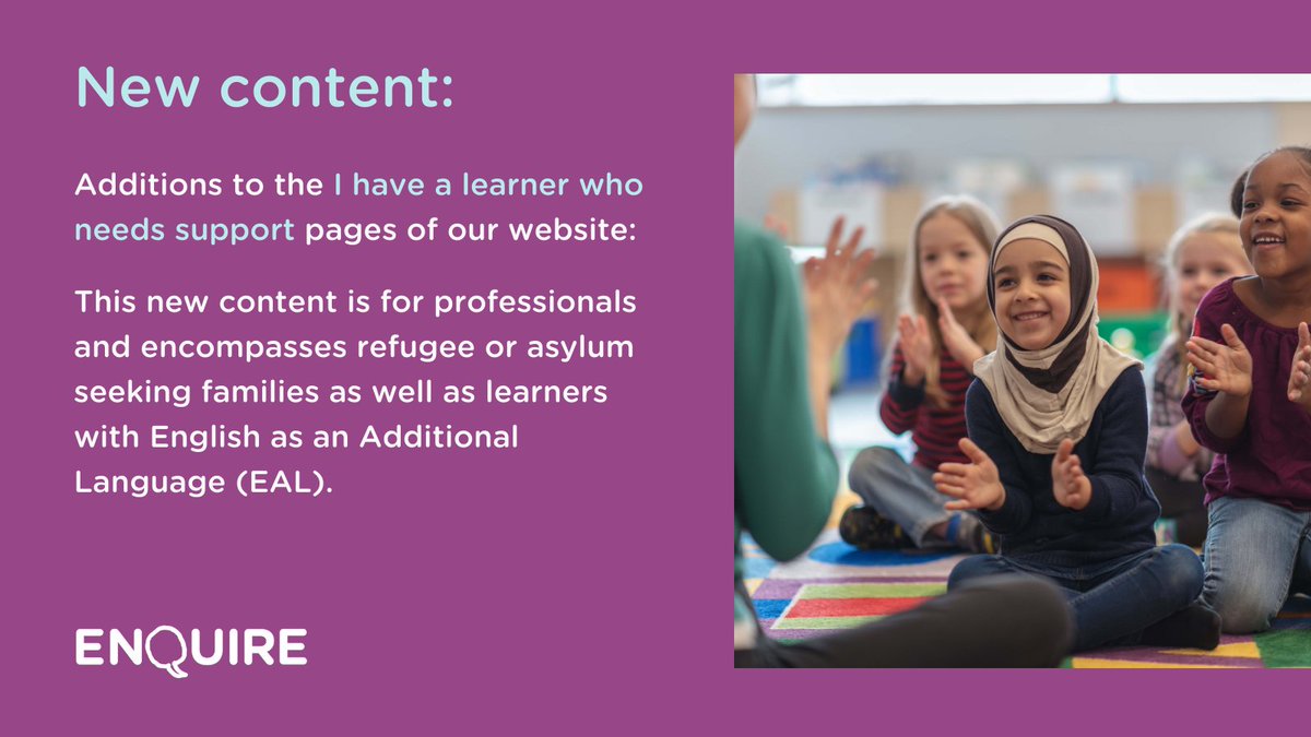 Do you have a learner from a refugee or asylum seeking family, or with English as an additional language in your class or school? Explore new additions to our professional pages: enquire.org.uk/professionals/… #refugees #AsylumSeekers #RefugeesInScotland #EAL #EduTwitter #Education