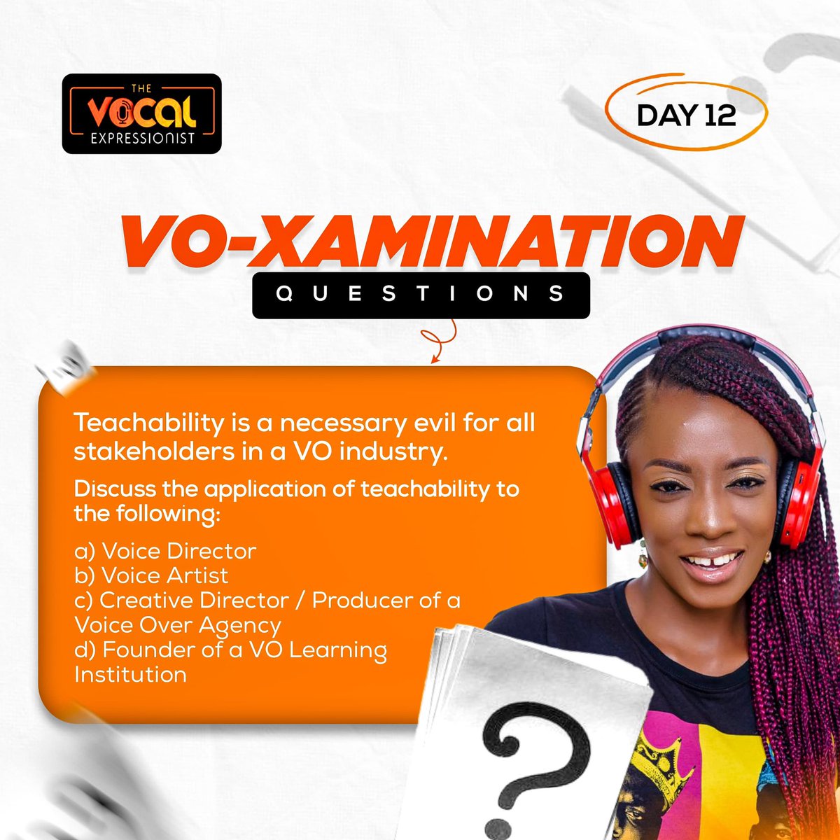 tve_life's tweet photo. #Day12 of VO’XAMINATION MONTH

You can leave your answers in the comments!

#TheVocalExpressionist #voiceover #voiceovers #votest #examination #voxamination #wearelive #activate #activated #vofocus #vo #learningneverends https://t.co/6ux66miOXF