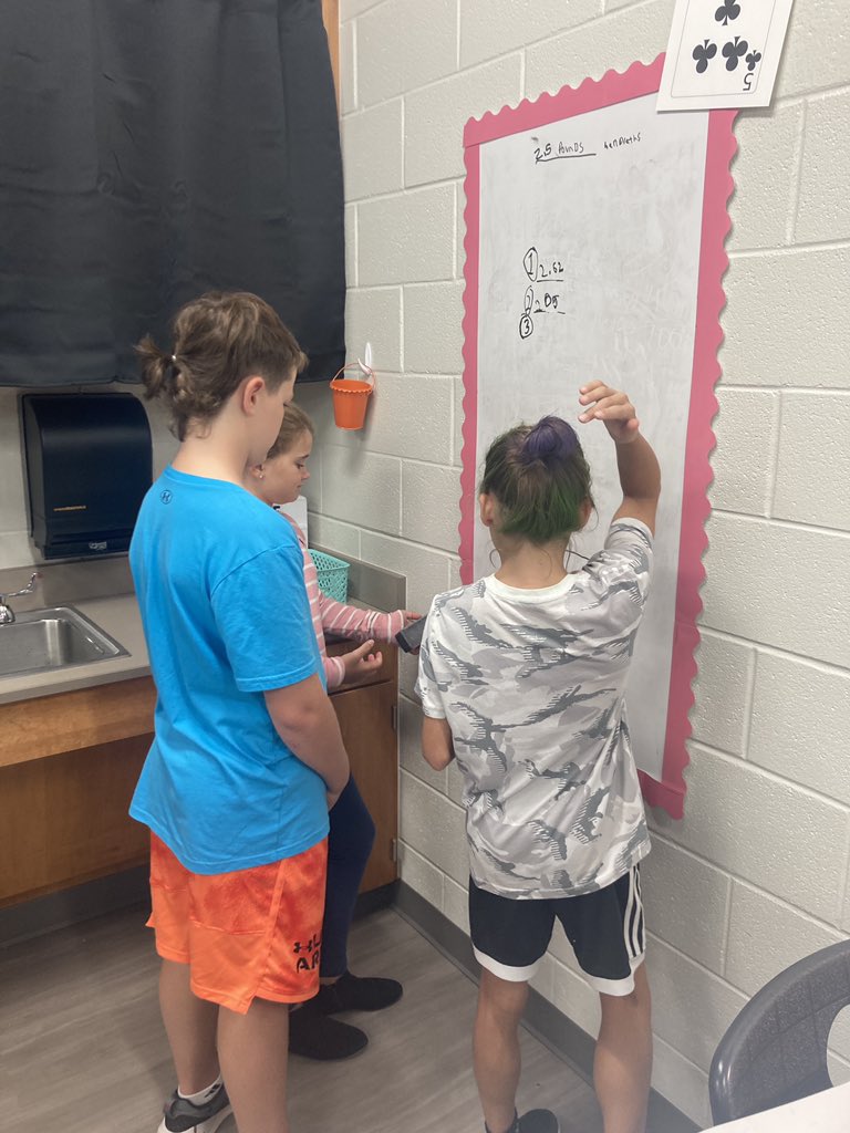Ms. Chaney’s math class worked in random collaborative groups to solve a rounding task.