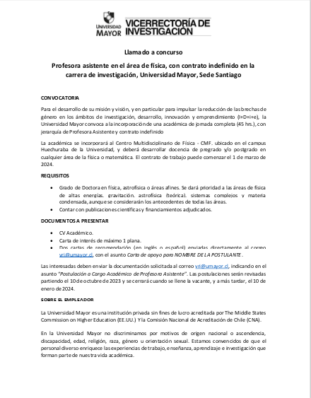 InvestigaUMayor's tweet photo. Llamado a concurso académico📣 El Centro Multidisciplinario de Física #UMayor ha abierto un concurso para la incorporación de una profesora asistente con doctorado en física, astrofísica o áreas afines. Revisa los detalles en https://t.co/itkUhILQnX https://t.co/QkJViucHF4