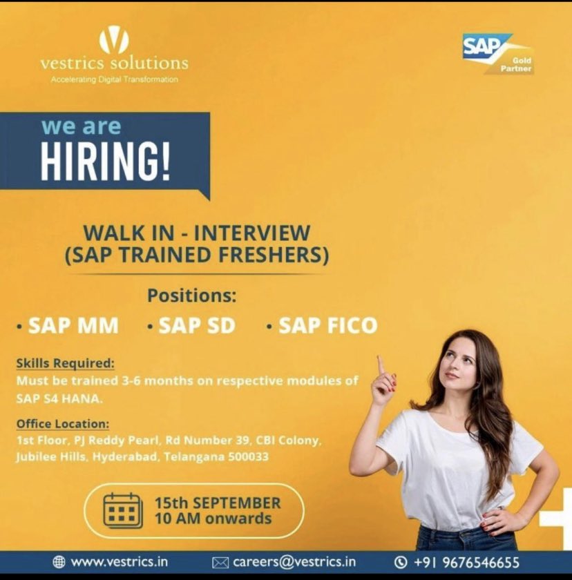 KPHB_Kurradu's tweet image. 📢📢📢 #SAP_Fresher #Hyderabad #MM #SD #FICO. ⁦@Sap4Telugu⁩