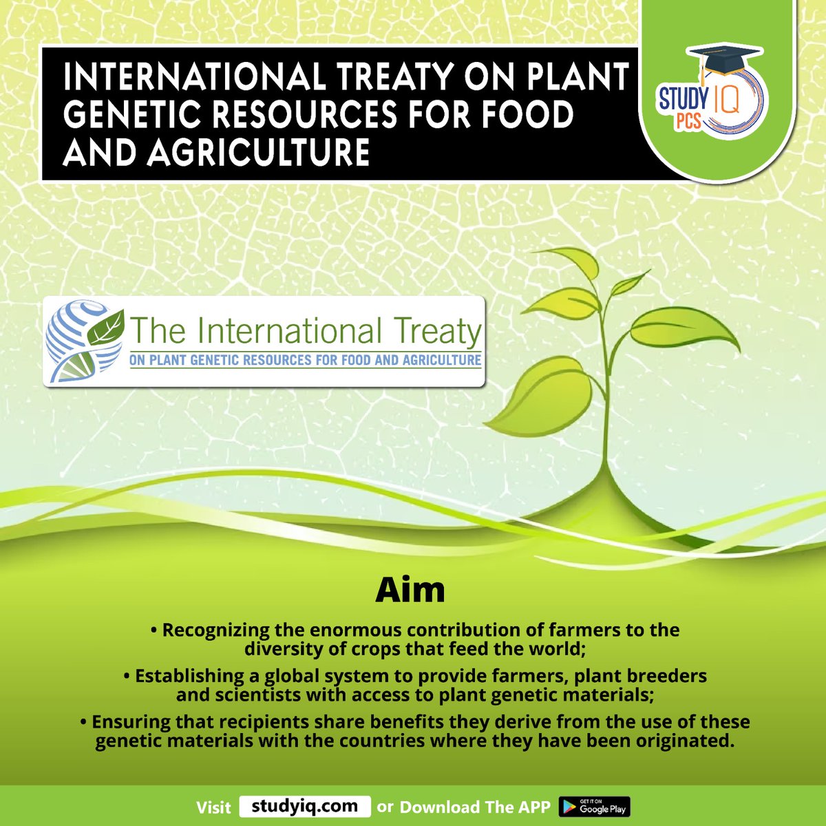 International Treaty on Plant Genetic Resources for Food And Agriculture

#internationaltreaty #plantgeneticresources #food #agriculture #presidentofindia #globalsymposium #farmers #itpgrfa #foodandagricultureorganization #fao #unitednations #un #crops #uppsc #pcs #psc #bpsc
