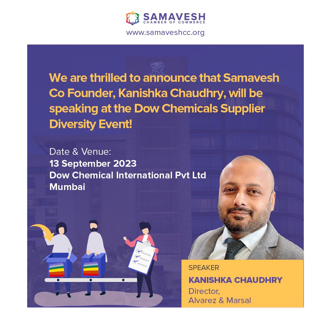 SamaveshChamber's tweet photo. Our co-founder, Kanishka Chaudhry, speaks at @dowchemicals on supplier diversity and its benefits.
#samaveshchamberofcommerce #samavesh #supplierdiversity #businessprofessional #corporate #connectingcorporate #supplierdiversityprofessional #inclusion #corporateprogram https://t.co/xWZDL5wXLO