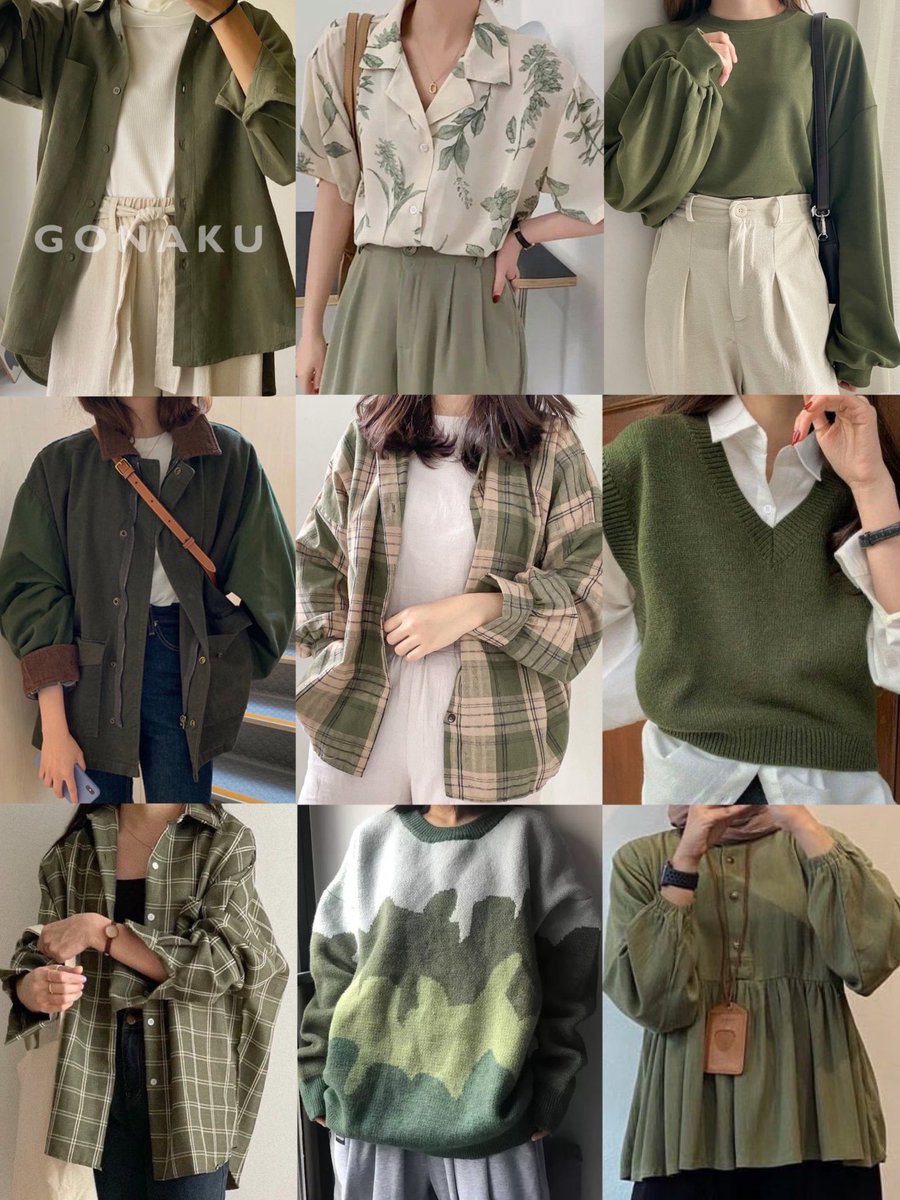 reviewhaul's tweet photo. mix &amp; match green outfit ideas✨

a thread https://t.co/VSLnqX9oPL