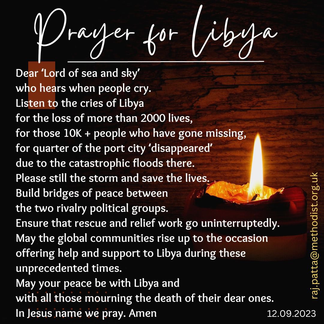 As we wake up to the news that thousands more are feared to have lost their lives in the devastating floods on Libya we ask you to take a moment of prayer or quiet reflection @rajpatta