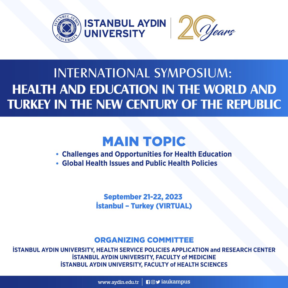 iauspm's tweet photo. International Symposium on Health and Education in the New Century of the Republic international will take place ONLINE on 21-22 September 2023. For more information check announcements on the https://t.co/Ud5jouVq8k web page. https://t.co/Rs1KZlrklf