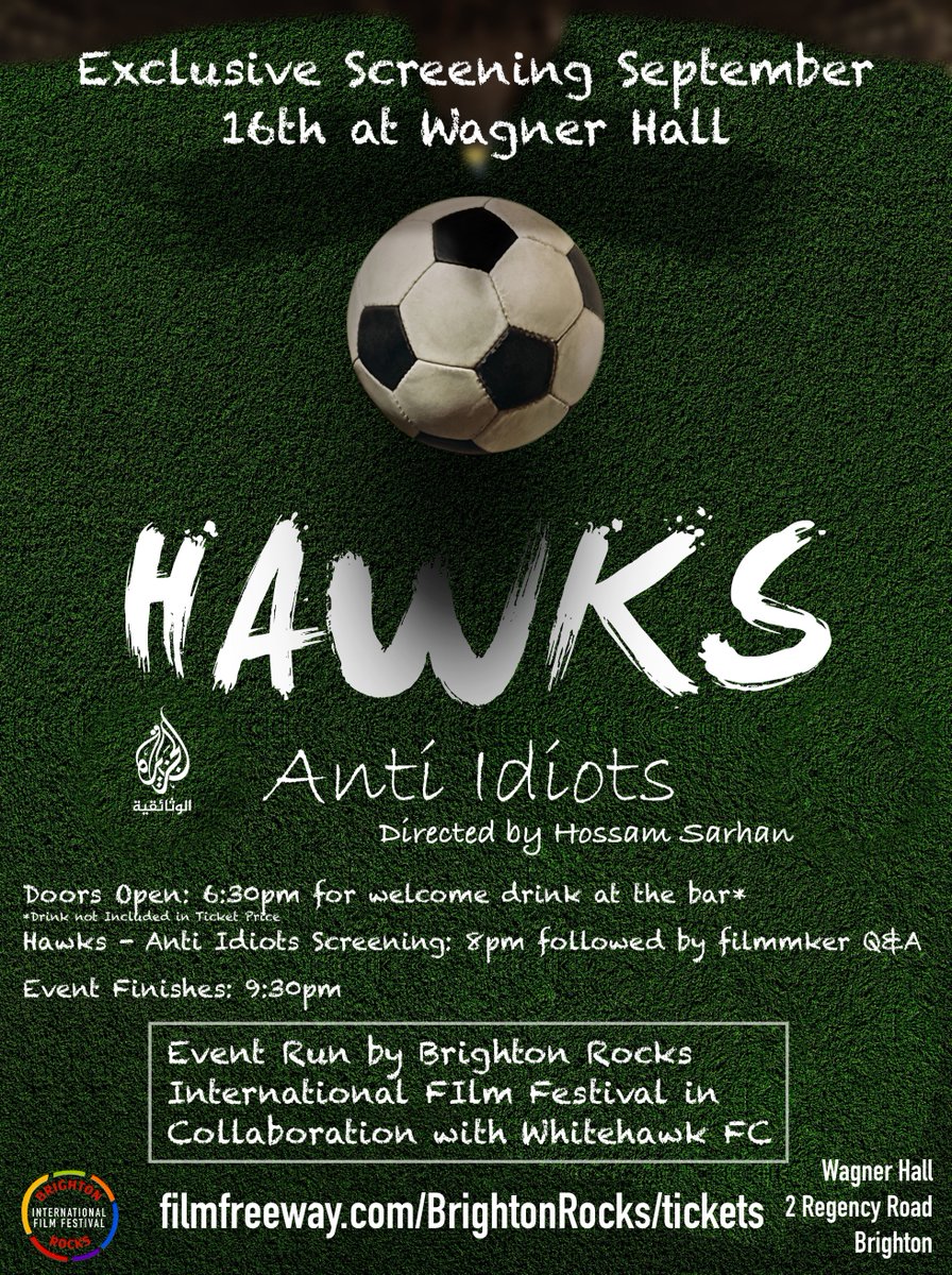 Check out this interview with Filmmaker Hossam Sarhan, director of the <a href="/HawksFCOfficial/">Whitehawk FC</a> film, 'Hawks, Anti-Idiots - World Premiere this Saturday!

mixcloud.com/k2kradio/odds-…
(special thanks to <a href="/oddsunevens/">0DDS N EVENS</a>!)

Live music &amp; Q&amp;A too! Tickets here:
filmfreeway.com/BrightonRocks/…
<a href="/HawksUltras/">Whitehawk Ultras 🐀</a>