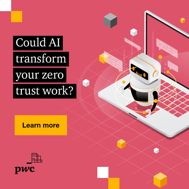 PwCIreland's tweet photo. Where is your organisation on its zero trust journey? Could generative AI unlock new efficiency and compliance benefits?

#GenAI #Cybersecurity