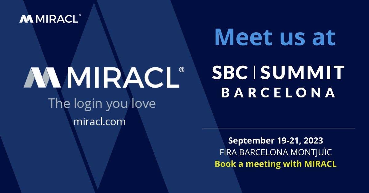 Join us at #SBCBarcelona, September 19-21, to discover how #MIRACL's #passwordless #MFA can transform your player’s #login experience for #gaming and #gambling sites and apps! 

Book your meeting with the MIRACL team at SBC Barcelona now!

bit.ly/3rc4kTv