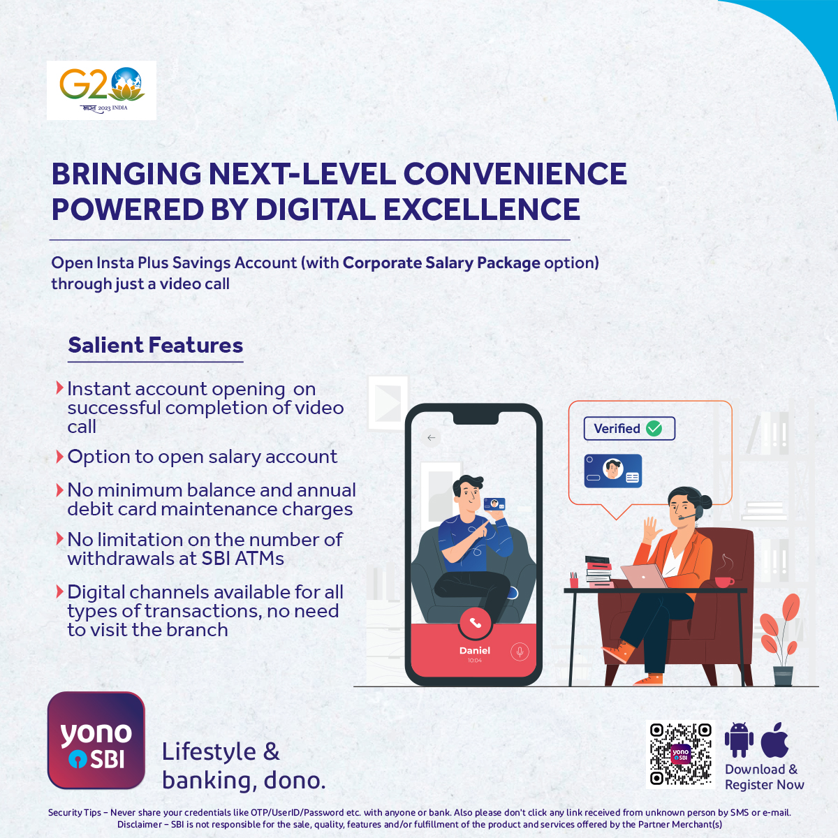 TheOfficialSBI's tweet photo. Step into the future with YONO SBI!
Open your Insta Plus Savings Account through a Video Call and experience seamless Digital Banking now.
#SBI #YONO #YONOSBI #AnytimeBanking #AnywhereBanking #DigitalBanking #GoDigitalWithSBI https://t.co/ScA4aThNNw