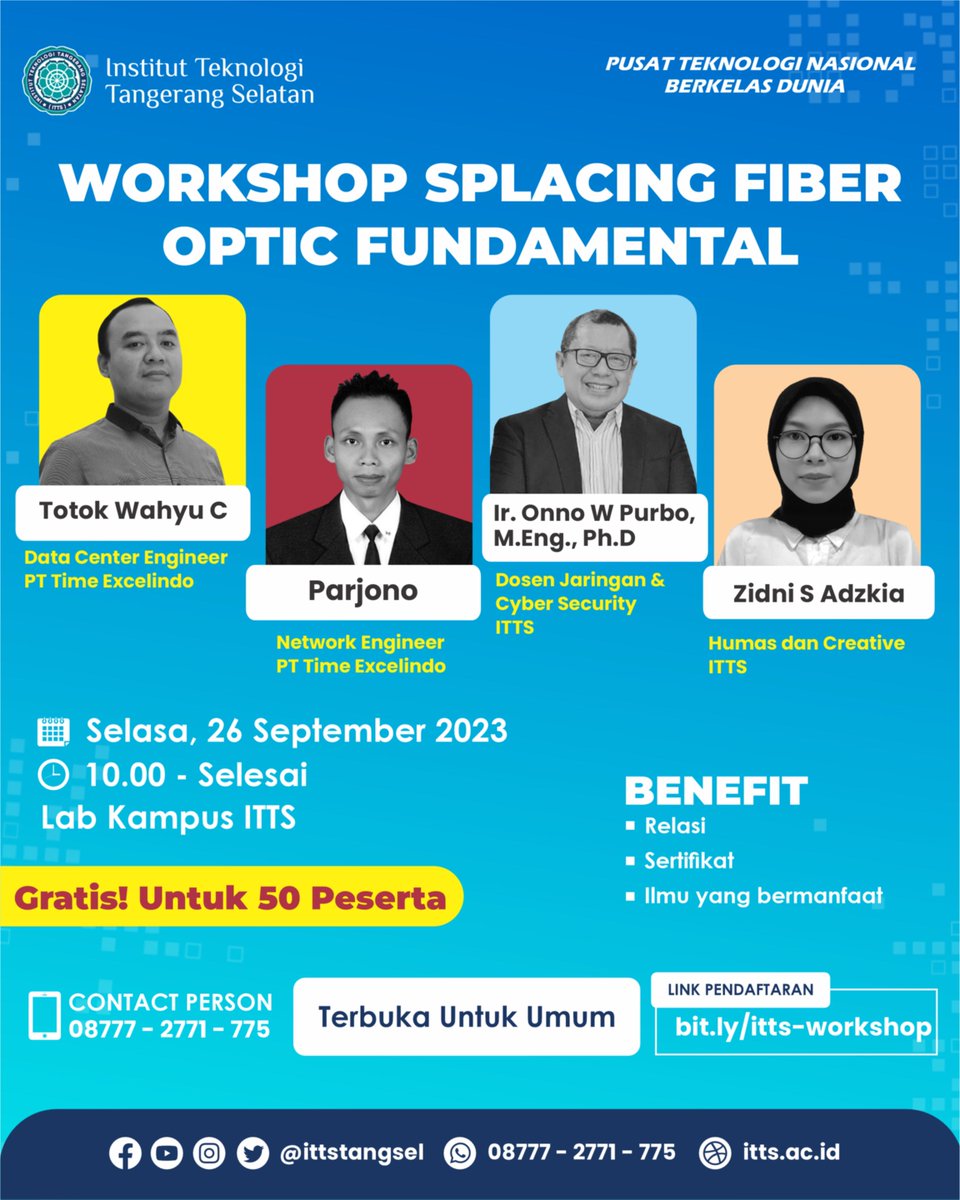 Workshop gratis bareng pakar jaringan salah satunya ada Pak <a href="/onnowpurbo/">Onno W. Purbo</a> Yuk join cuma 50 aja yapp!!