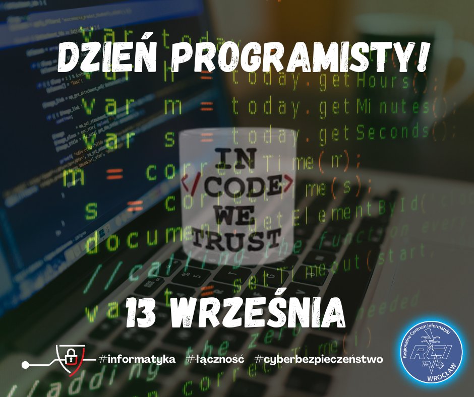 RCIWroclaw's tweet image. 🆕Dziś 256 dzień roku, a to oznacza, że swoje święto mają – Programiści.👩‍💻🧑‍💻
Liczba 256 to dwa do potęgi ósmej, co w programistycznym tłumaczeniu oznacza liczbę wszystkich możliwych wartości jednego bajta.
Wszystkim Programistom życzymy samych sukcesów 👏💐
 #DzieńProgramisty