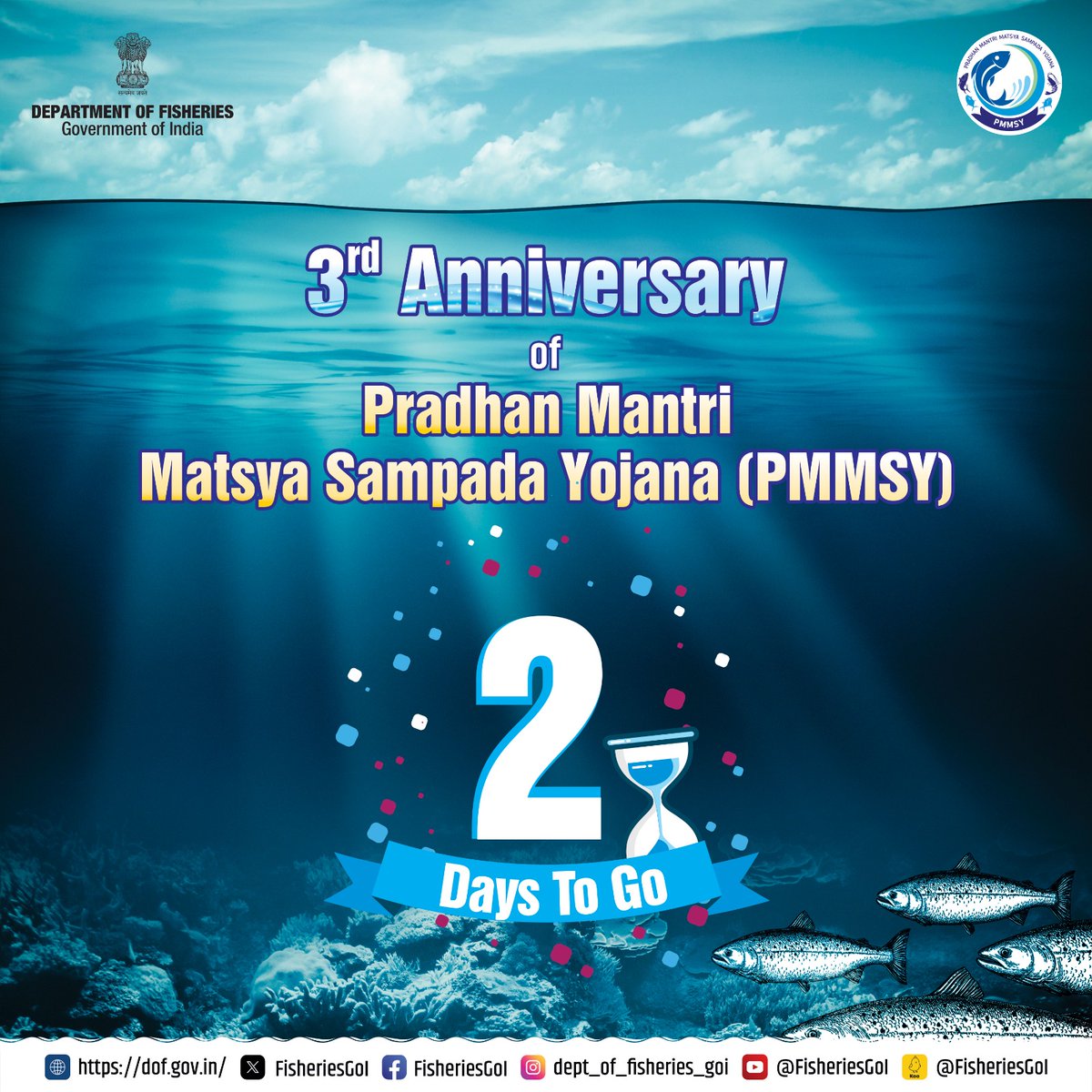 FisheriesGoI's tweet photo. 3rd Anniversary of Pradhan Mantri Matsya Sampada Yojana (#PMMSY) only 2 days to go. #3YearsofPMMSY https://t.co/2Id51QAV6y