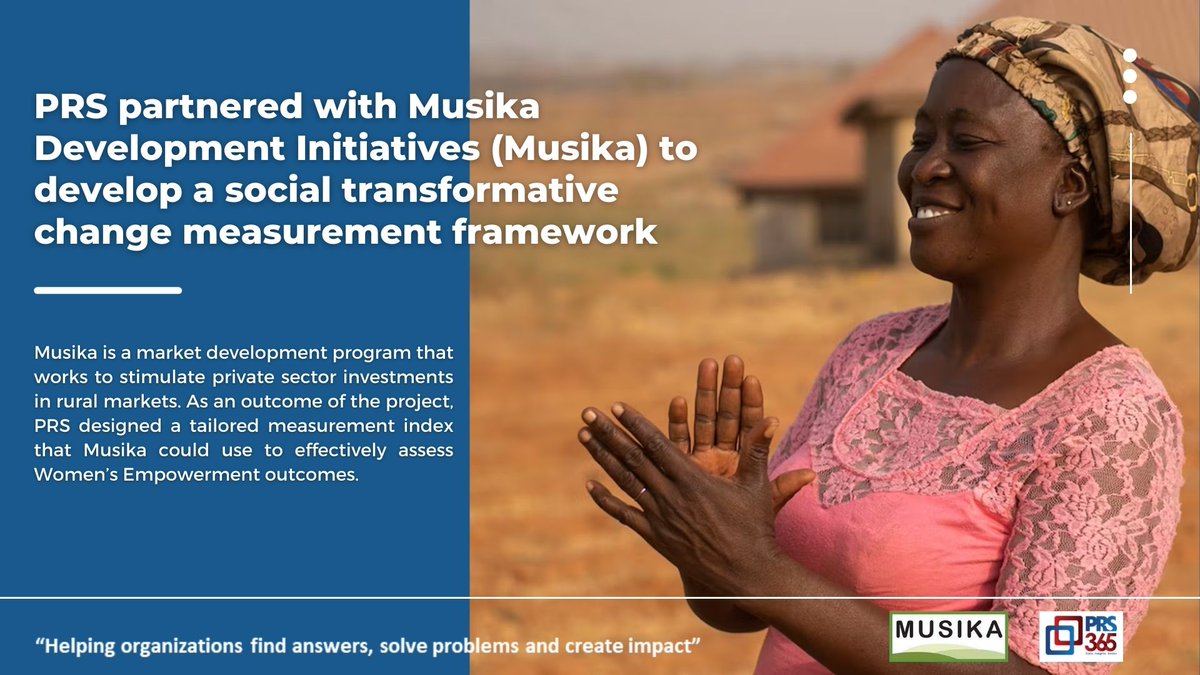 PRS_365's tweet image. Check out our Project Highlight on the Social Transformative Change (WE) Measurement Index which PRS designed for @MusikaZambia.
#FindingAnswers #SolvingProblems #CreatingImpact