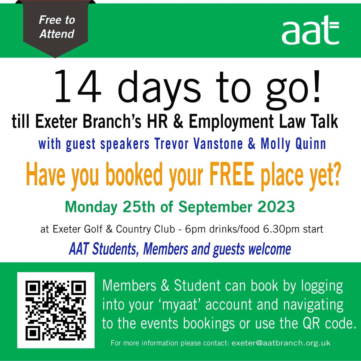 Just under 2 weeks to go until this event, in Exeter! Have you booked your free place yet? 😃✅

#aat #aateventexeter #accountancylearning #aatexeter #aatexeterbranch #exeter #myaat