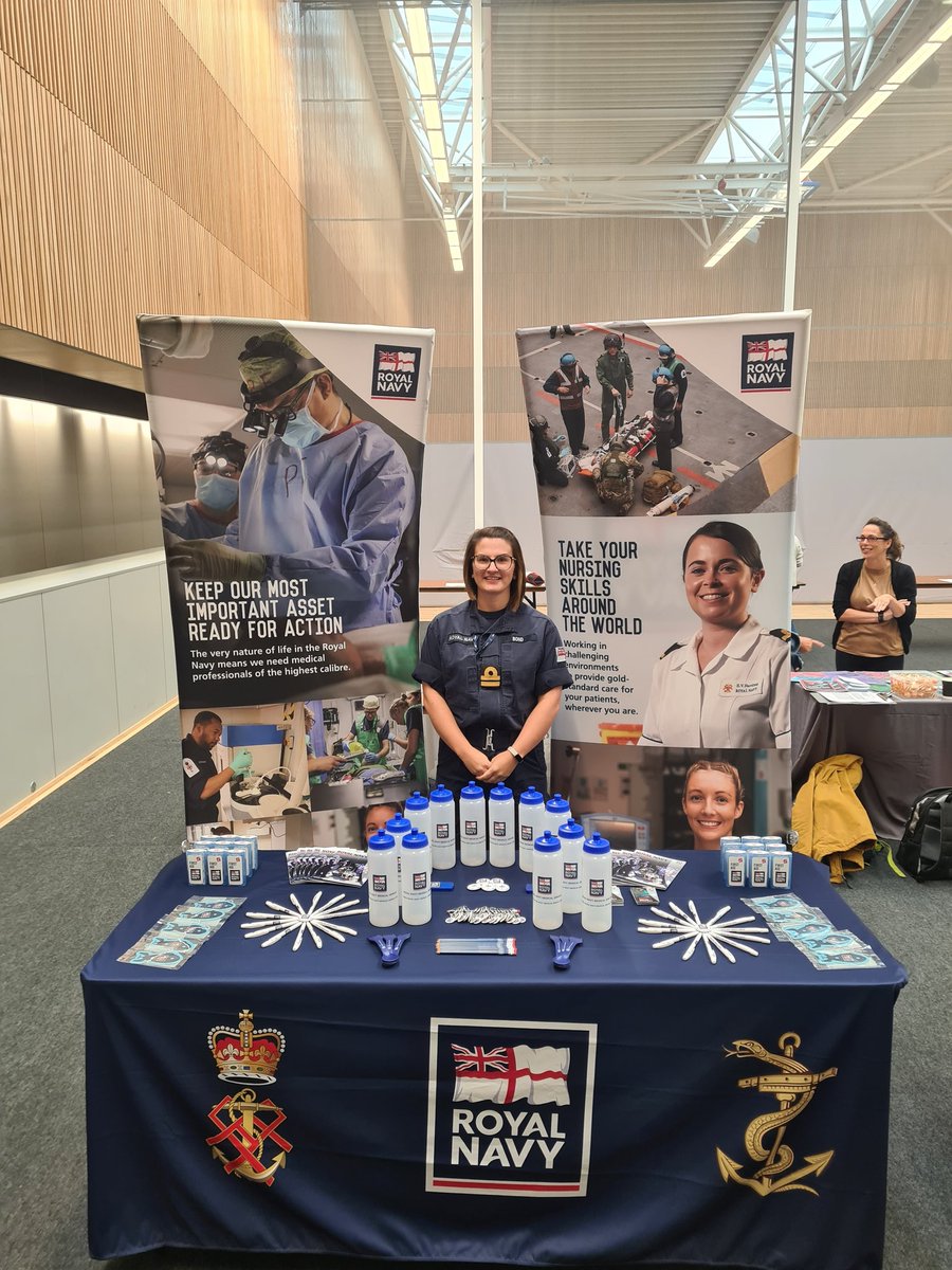 come and join us at @portsmouthuni Interprofessional Careers Day in the Ravelin Sports Centre. Talking all things Medical Careers in the Royal Navy. The Royal Navy are also doing Careers presentations at 1045 & 1410. @RoyalNavy @QARNNS @RNReserve @HNNS_qarnns