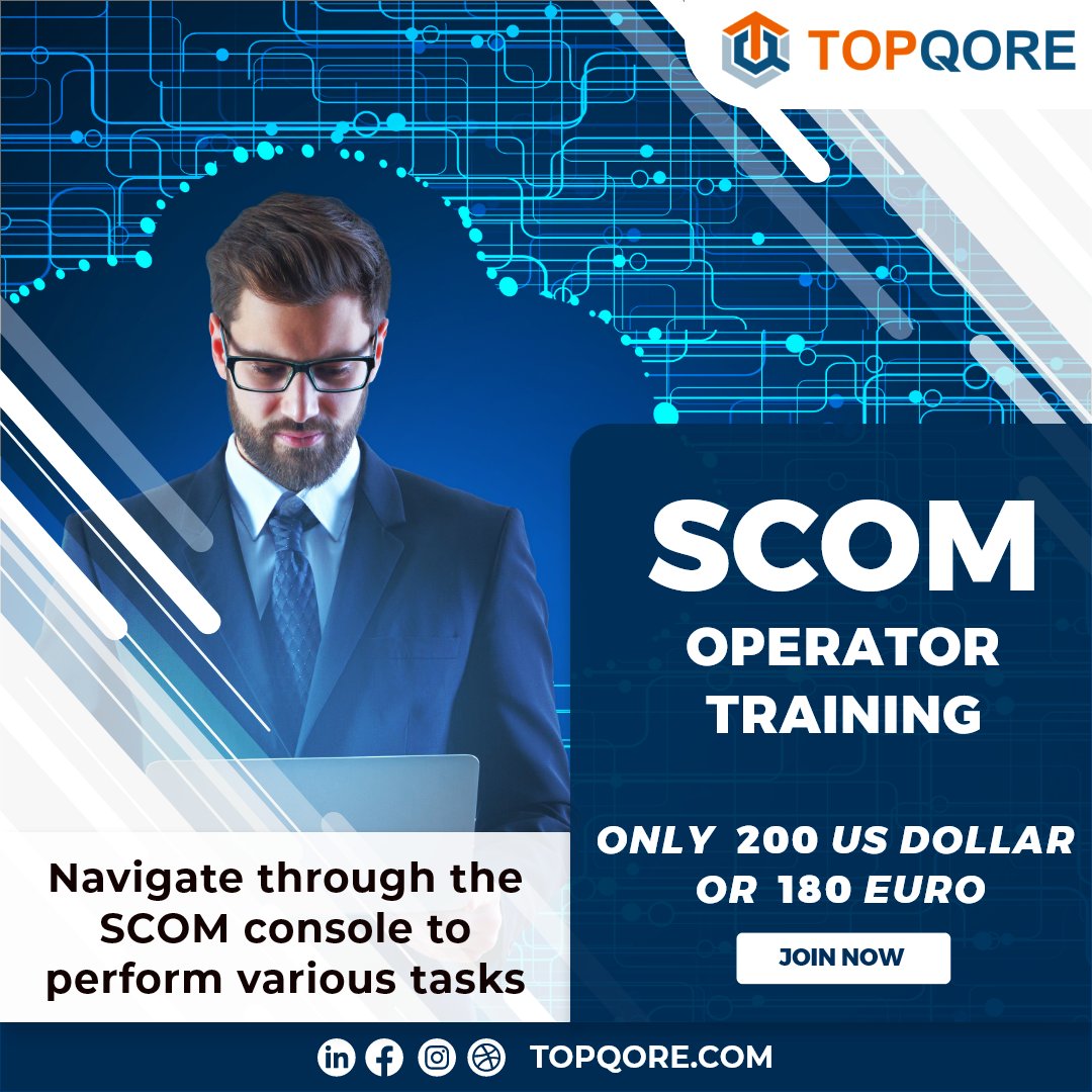 SCOM TopQore's Operator Training!
Join our upcoming sessions for just $200 or €180.
Perfect for service desk agents, NOC operators, and more.
Learn more at contact@topqore.com.
topqore.com/services/scom-…
#topqore #learning #microsoft #management #operator #training