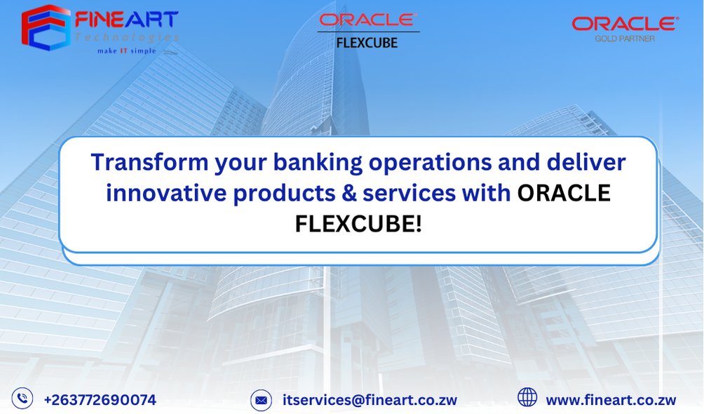 FineartTech's tweet image. Oracle FLEXCUBE helps banks jump-start digital transformation so they can stay relevant, competitive, and compliant in the fast-evolving banking industry.
Contact us on +263772690074 or email on itservices@fineart.co.zw for a product inquiry.!
#oracleflexcube #banking