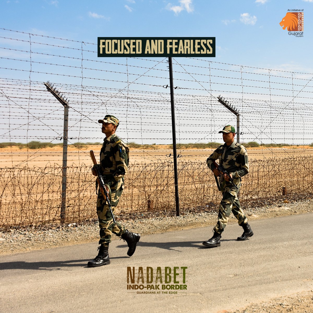 VisitNadabet's tweet image. The tales of their courage run deep, as our jawans at the Nadabet Indo-Pak border become the embodiment of resilience, facing every thick and thin head-on. 

#focusedandfearless #borderview #soldieratborder  #gujarattourism #exploregujarat #incredibleindia
