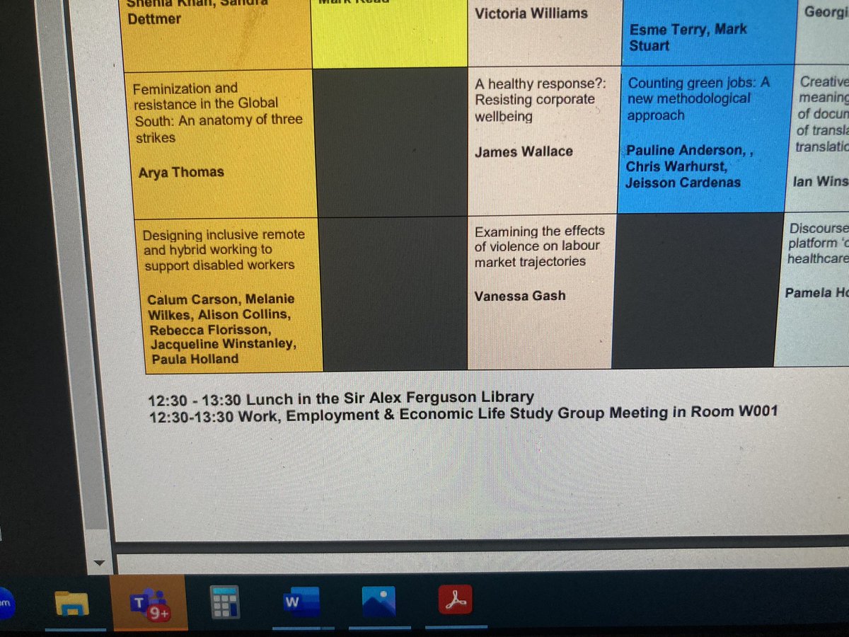 We are officially in the programme #wesconf2023. Thanks <a href="/britsoci/">The BSA</a> <a href="/WESjnl/">Work, Employment & Society</a>. Our <a href="/bsaweel/">BSA Work, Employment and Economic Life Study Group</a> Work, Employment &amp; Economic Life group lunch is open to all. Meet two ‘old’ convenors <a href="/Rachellaracohen/">Rachel Lara Cohen</a> <a href="/JillLTimms/">Jill Timms</a> &amp; one ‘new’ <a href="/VivianeGalata/">Dr Viviane Galata</a>. Grab lunch &amp; head to W010 Thurs 12.30 to say hi..