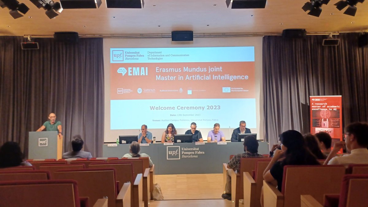 UPF Barcelona (@upfbarcelona) on Twitter photo Today we are thrilled to welcome the students of the brand new Erasmus Mundus joint Master in Artificial Intelligence <a href="/EMAI_eu/">Erasmus Mundus Master in Artificial Intelligence</a>.
This programme is coordinated by #UPFBarcelona partnered with <a href="/Radboud_Uni/">Radboud University</a>, <a href="/SapienzaRoma/">Sapienza Università di Roma</a> and <a href="/unilj/">univerzalj</a>.
Benvinguts i benvingudes!
#AI #EUFunded Today we are thrilled to welcome the students of the brand new Erasmus Mundus joint Master in Artificial Intelligence <a href="/EMAI_eu/">Erasmus Mundus Master in Artificial Intelligence</a>.
This programme is coordinated by #UPFBarcelona partnered with <a href="/Radboud_Uni/">Radboud University</a>, <a href="/SapienzaRoma/">Sapienza Università di Roma</a> and <a href="/unilj/">univerzalj</a>.
Benvinguts i benvingudes!
#AI #EUFunded