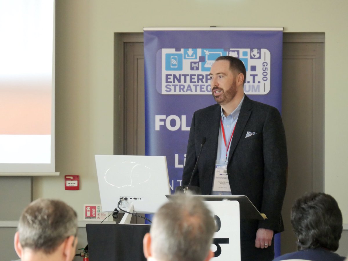 EntITStrategy's tweet photo. Day 2 of the Enterprise IT Strategy Forum kicks off with opening keynote from Rob McCormick, Head of BI and Analytics for @TheVeryGroup. Rob discusses how they have transformed the way they consume and use data, sharing details about their new Reporting &amp; Insight framework. https://t.co/JmTKlwcEM0
