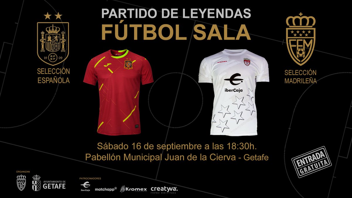 Las Leyendas del Fútbol Sala se vuelven a juntar

👉PARTIDO DE LEYENDAS👈

🔴🟡🔴España - Madrid ⚪️🔴

🗓️16/09/23 ⌚️18:30hrs

📺En directo 👉RFFMPLAY

youtube.com/live/z1EWySdS8…
