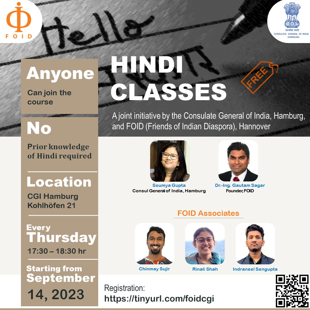 foidofficialtwt's tweet photo. 𝐅𝐫𝐞𝐞 𝐇𝐢𝐧𝐝𝐢 𝐂𝐥𝐚𝐬𝐬𝐞𝐬. 
𝐑𝐞𝐠𝐢𝐬𝐭𝐫𝐚𝐭𝐢𝐨𝐧 𝐥𝐢𝐧𝐤: https://t.co/xwkxhNsQU8

@drgautamsagar
@followers
#friendsofindiandiaspora #foidgermany #indiandiasporahannover #indiansinhannover #germany #Hannover #foidhannover #gautamsagar #drgautamsagar #hindiclasses https://t.co/ELkuhPS7jp