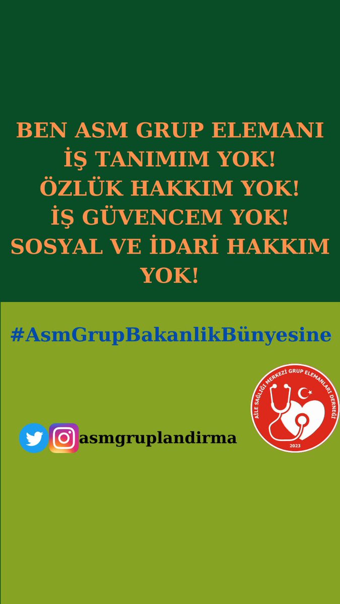 NlgnErgn59's tweet photo. @asmgruplandirma @Huzeyfe_Ylmz @_cevdetyilmaz @drtolgatolunay @ErbakanFatih @saglikbakanligi @HMBakanligi @csgbakanligi @TBMMresmi @TBMMGenelKurulu Ayrım yapılmaksızın tüm gruplandırma elemanlarının Sağlık Bakanlığı'na bağlı çalışması talebimizdir.
@RTErdogan @_cevdetyilmaz @memetsimsek @drfahrettinkoca @isikhanvedat @dbdevletbahceli @ErbakanFatih @Mustafa_Destici
#AsmGrupTorbaYasaya https://t.co/prkBJP4O7c