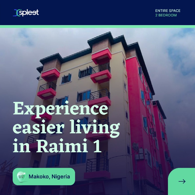 spleetafrica's tweet photo. For an annual rent of N1.9m, you can rent 1 of 5 units of 2-bed apartments in Raimy and enjoy the following:

🔋 16+ hrs power
💦 Treated water
🚽 Visitor's toilet
🅿️ Parking space
🔐 Security

Learn more about this space and schedule a viewing ⬇️
https://t.co/Co3wSKDBwX