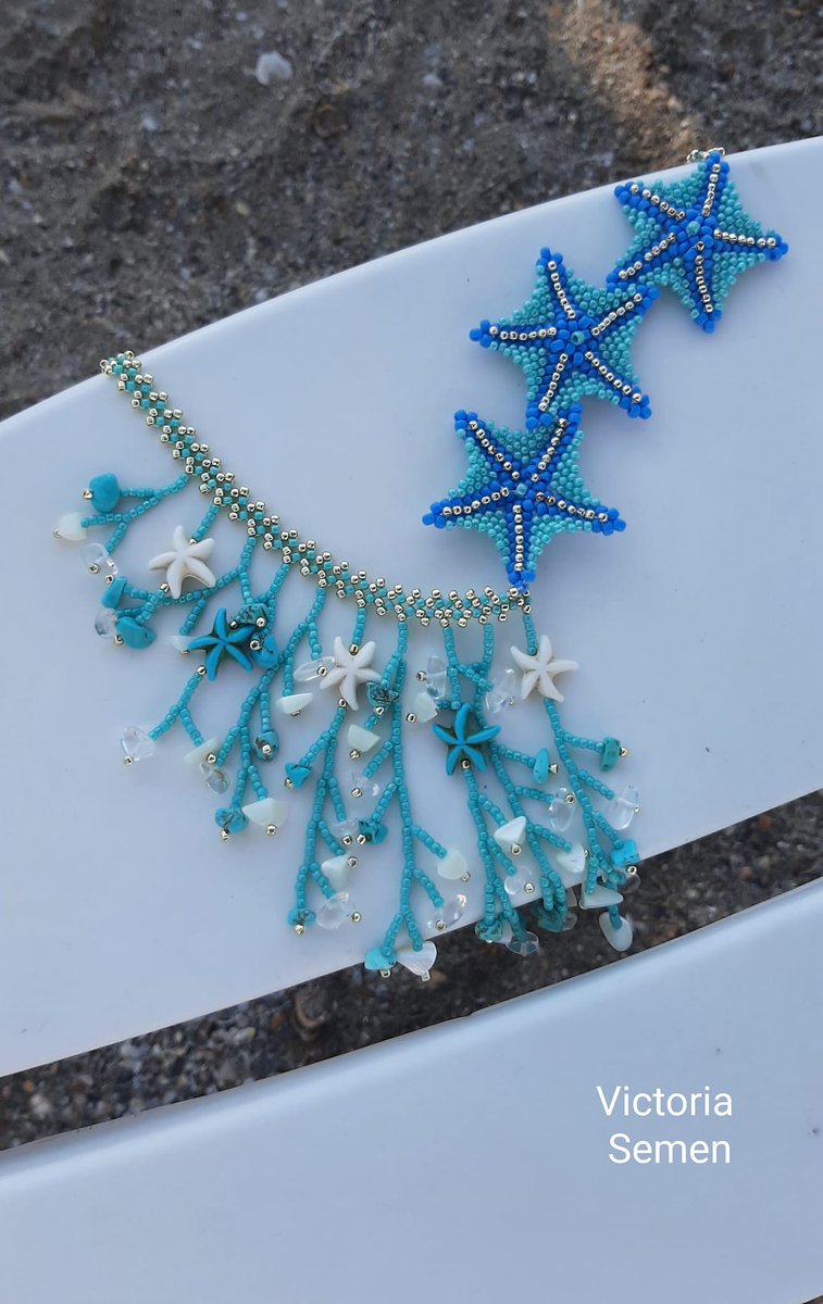 The Seastar bead is a dazzling addition to a coral and turquoise chip, rock crystal, and pearl ornament necklace. Check out how to create your own Seastar in my tutorial and show me what you've crafted! youtu.be/FzY2nRaB_vM🌟 #HandmadeByNana #JewelryTutorial #SeastarKeychain
