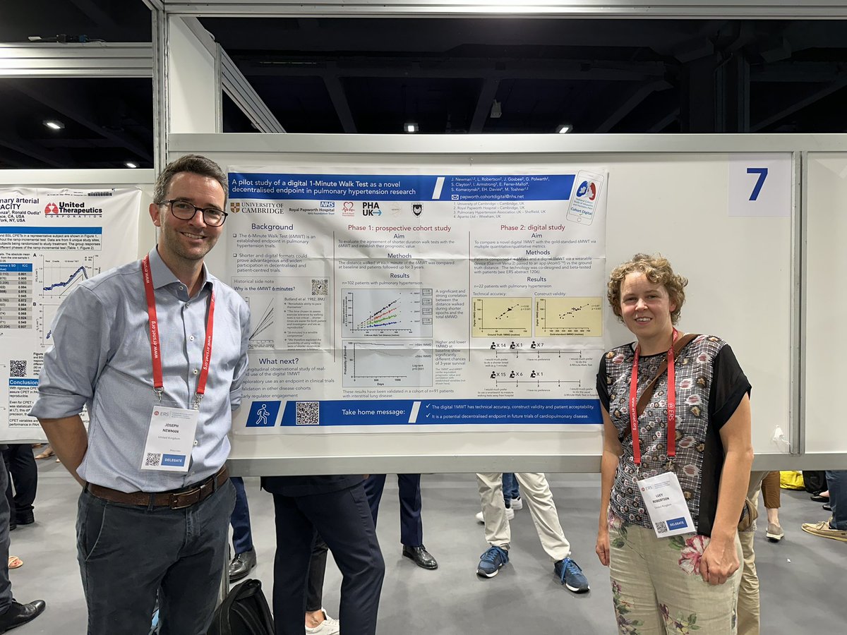“A pilot study of a digital 1-Minute Walk Test as a novel decentralised endpoint in pulmonary hypertension research”

POSTER ID 1761
live.ersnet.org/ers/ers2023/en…

<a href="/PHA_UK/">PHA UK</a> <a href="/aparitohealth/">Aparito Health</a> <a href="/RoyalPapworth/">Royal Papworth Hospital NHS FT 💙</a> <a href="/TheBHF/">British Heart Foundation</a> <a href="/Garmin/">Garmin</a> <a href="/LucyRob57016889/">Lucy Robertson</a> <a href="/mark_toshner/">Mark Toshner</a>

Lots of buzz! #ERScongress 

2/3