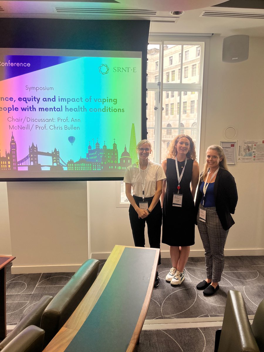 Trainees are representing at #SRNTE2023 ! Yesterday’s symposium focused on vaping and mental health included three fantastic presentations all presented by trainees <a href="/BernadettTildy/">Bernadett Tildy</a> <a href="/EveTaylor22/">Eve</a> <a href="/EmilyEHackworth/">Emily Hackworth</a> 

<a href="/SRNT_Europe/">SRNT Europe</a>