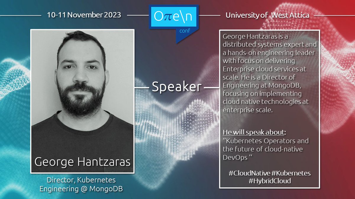 open_conf's tweet photo. Are you ready to meet another #open_conf 2023 speaker?
@iamhantzo, Director of Engineering at @MongoDB is an Open Conf veteran!
This year, he'll share his insights about #Kubernetes Operators &amp; the future of #CloudNative #DevOps: https://t.co/DfYbRkoS2b

🎫https://t.co/3pEGHtpkfi https://t.co/YIrDVh2FKx