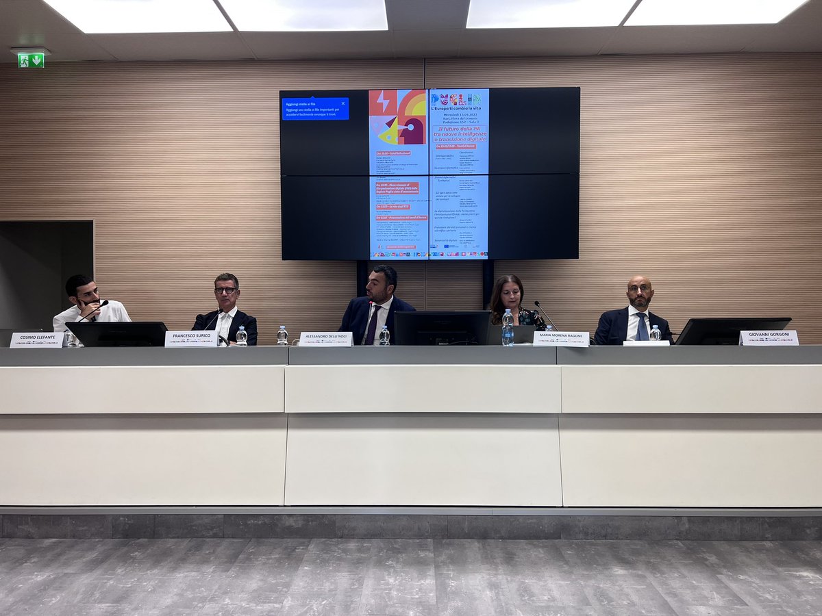 “Una giornata dedicata alla cooperazione tra #RegionePuglia e Agenzie regionali. Inquadreremo tematiche che rientrano nelle nuove intelligenze, strumenti che saranno messi a disposizione dei cittadini e che approfondiremo negli argomenti dei tavoli del pomeriggio”.
<a href="/MinoElefante/">Mino Elefante</a>