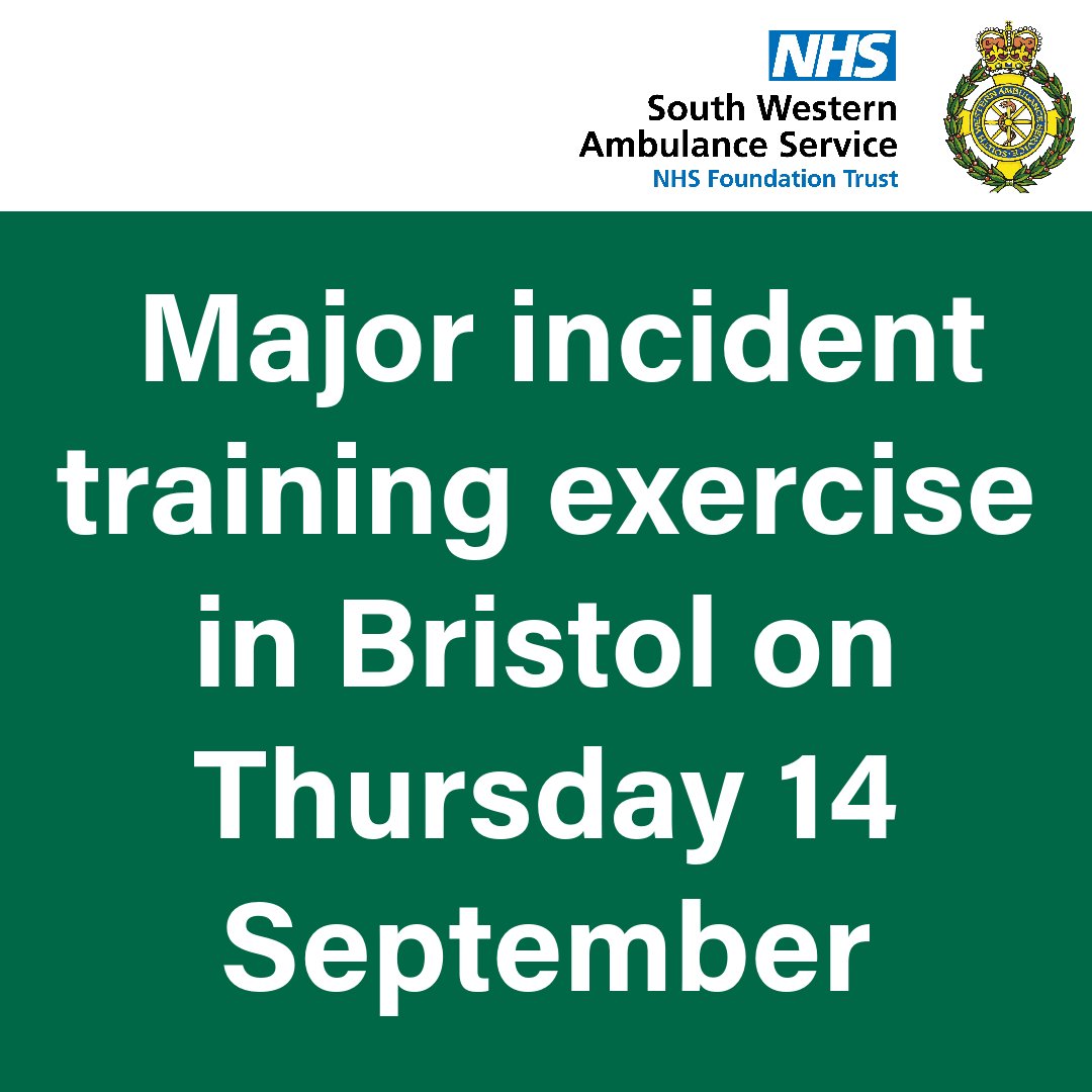 Along with <a href="/AvonFireRescue/">Avon Fire & Rescue Service</a> &amp; <a href="/ASPolice/">Avon and Somerset Police</a> we will be taking part in a major incident training exercise in Bristol on Thursday 14 September between 0900 – 1600.

The training exercise will take place in north Bristol &amp; it will involve multiple resources.

▶️ swast.nhs.uk/welcome/latest…
