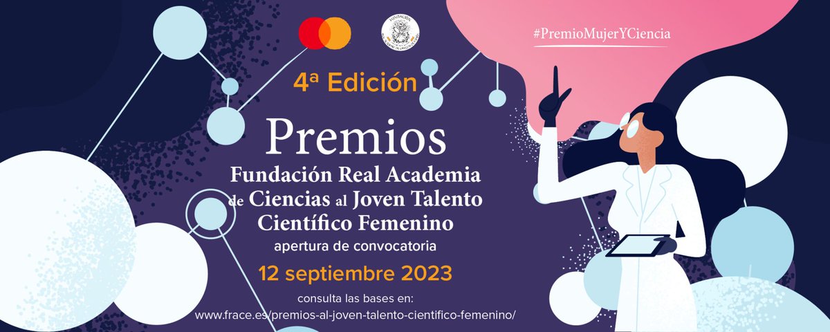 🏆 Abierta la convocatoria de los "Premios al Joven talento científico femenino" de la Fundación <a href="/RACiencias/">RACiencias</a> 
Para ayudar a las jóvenes españolas a lanzar y consolidar sus carreras en el ámbito científico y tecnológico.
#PremioMujerYCiencia
🔗 Información: frace.es/premios-al-jov…
