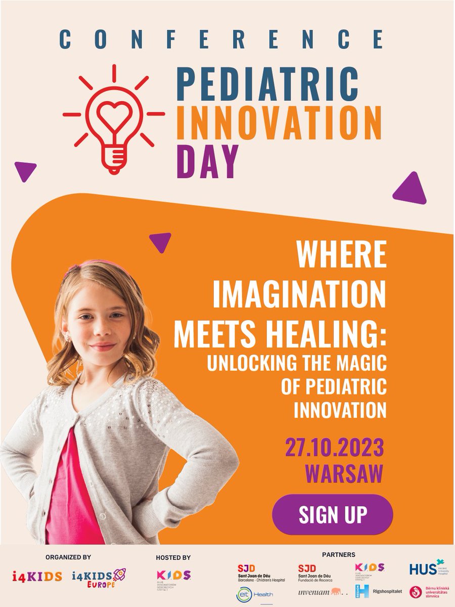 🚀Don't miss Pediatric Innovation Day 2023! 

Where imagination meets health to drive scientific progress in child healthcare

📆October 27, 2023, Warsaw, Poland

Register here➡️ innovation4kids.org/en/pid-2023/