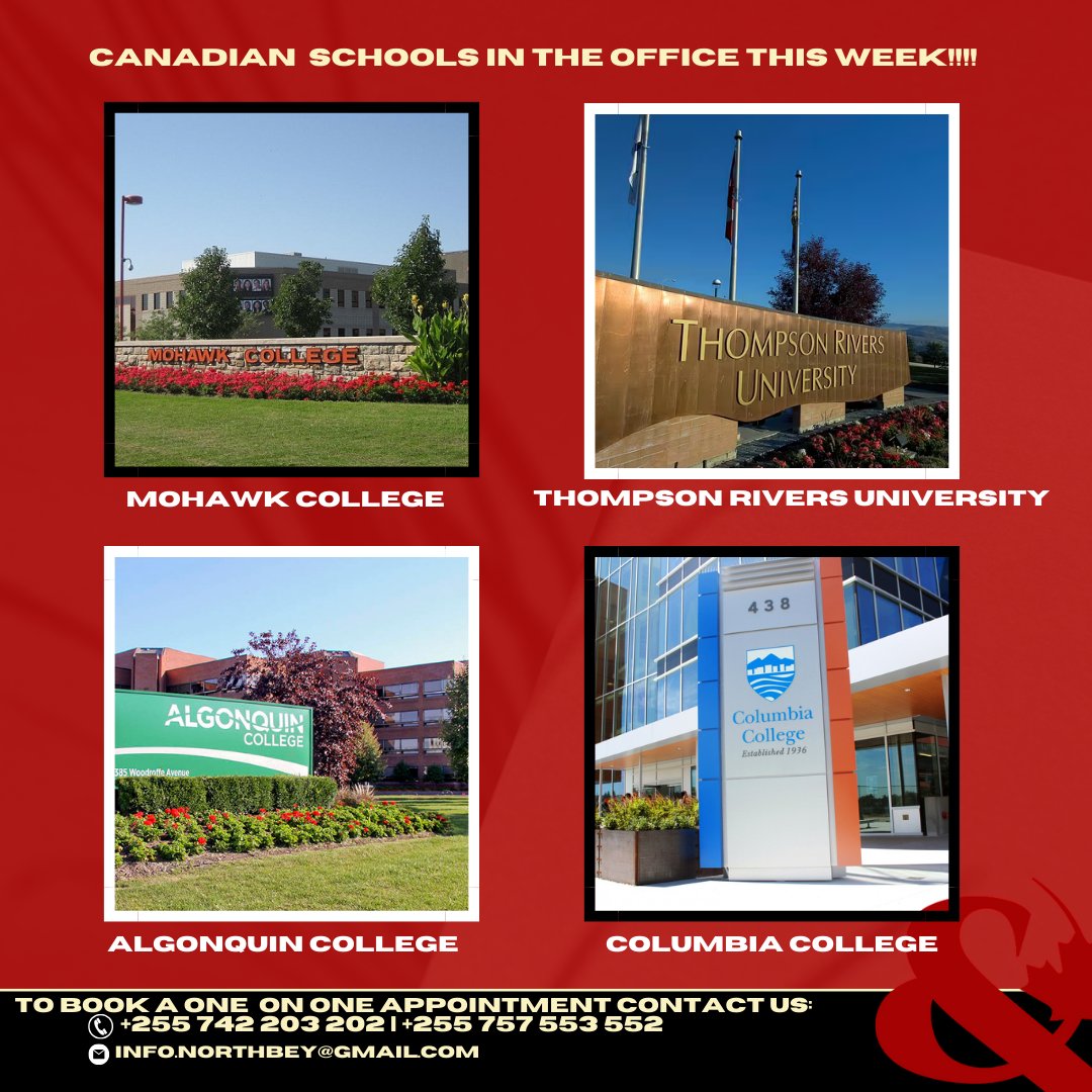 _northandbeyond's tweet photo. We've got 4 Canadian schools visiting our office this week, so don't miss a chance to have a one-on-one conversation with them and get the ins and outs of applying, programs, and more. 
Call or email to book an appointment with us, Contact info on our bio! https://t.co/4jVonZ12St